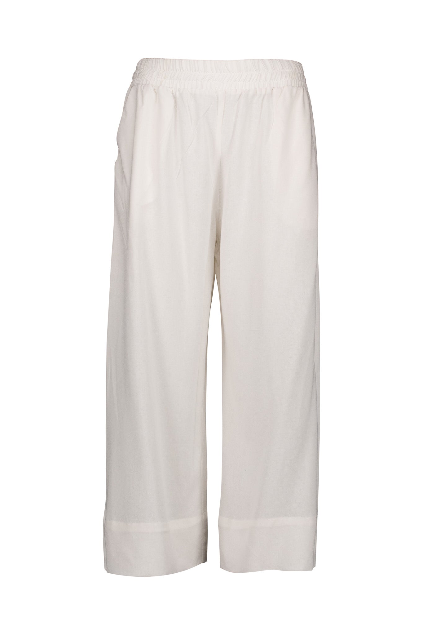 White Pants, Straight Leg, Elasticated Pull-on, Pockets