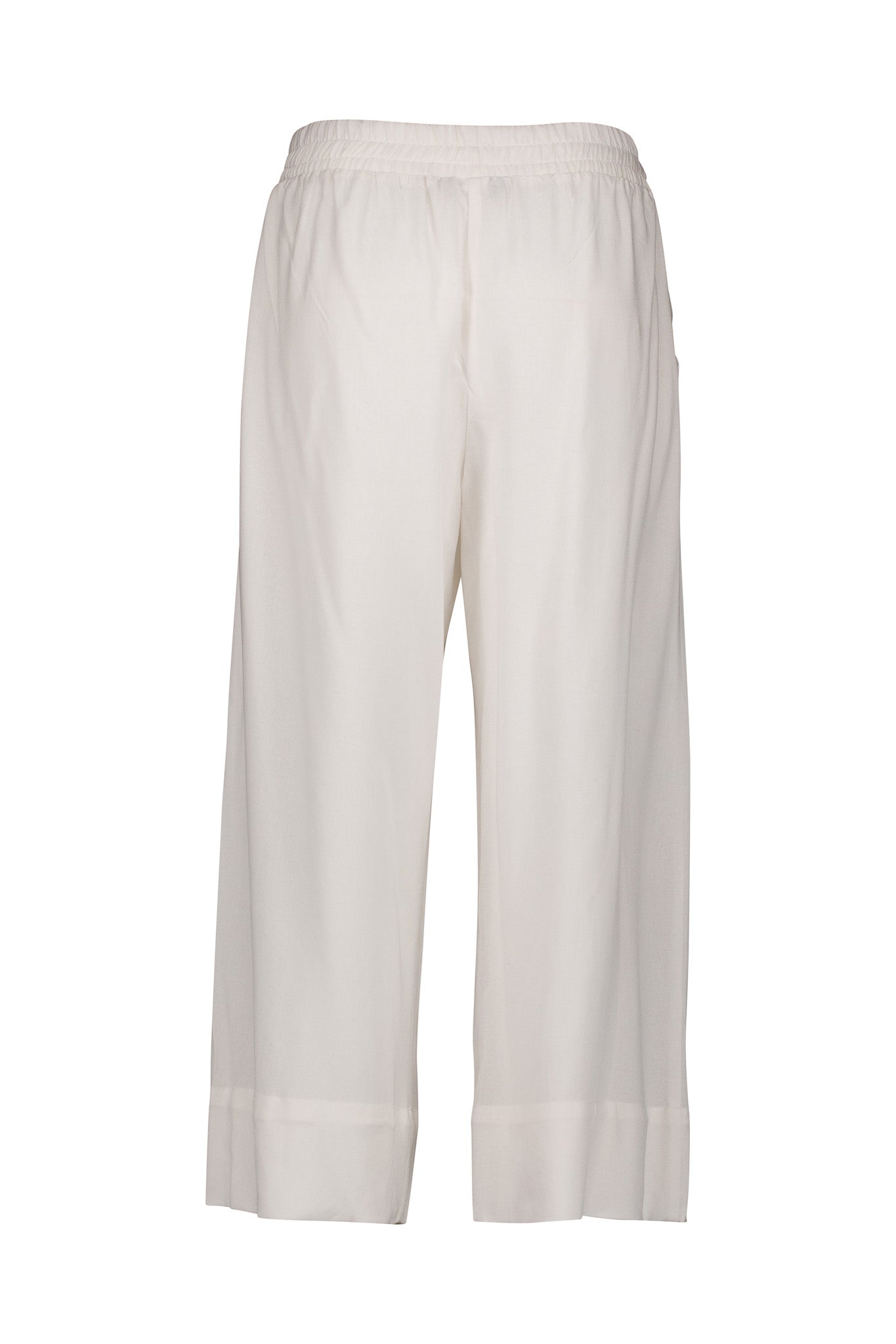 White Pants, Straight Leg, Elasticated Pull-on, Pockets