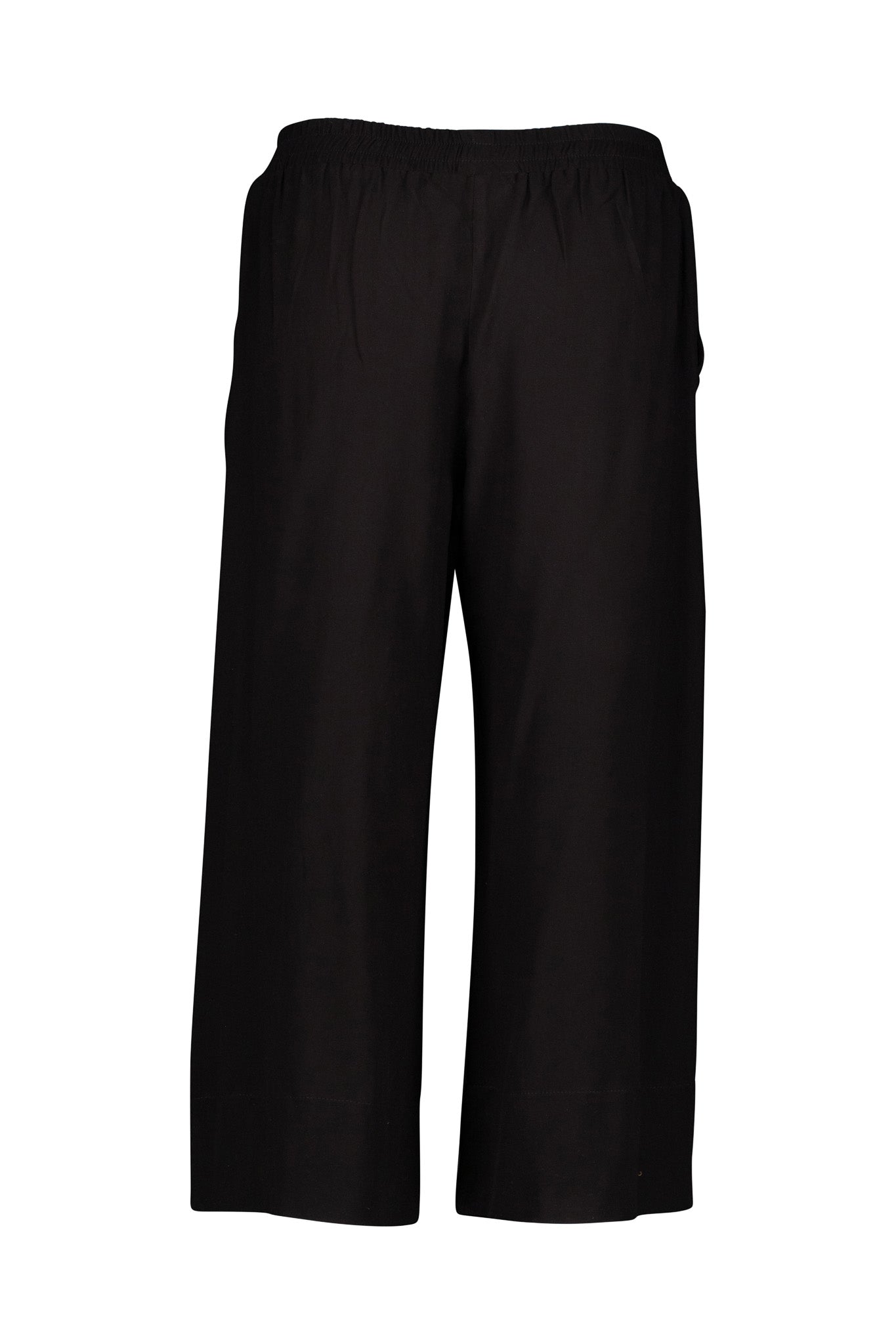 Black Wide Leg Palazzo Pants, Elasticated Pull-on, Pockets