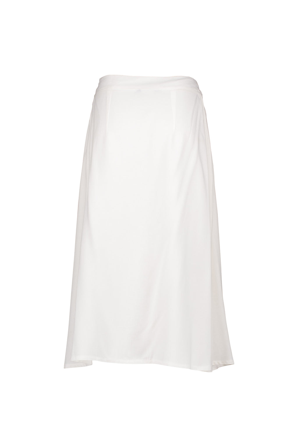 White Wrap Skirt, Bamboo Print, Asymmetrical Hemline
