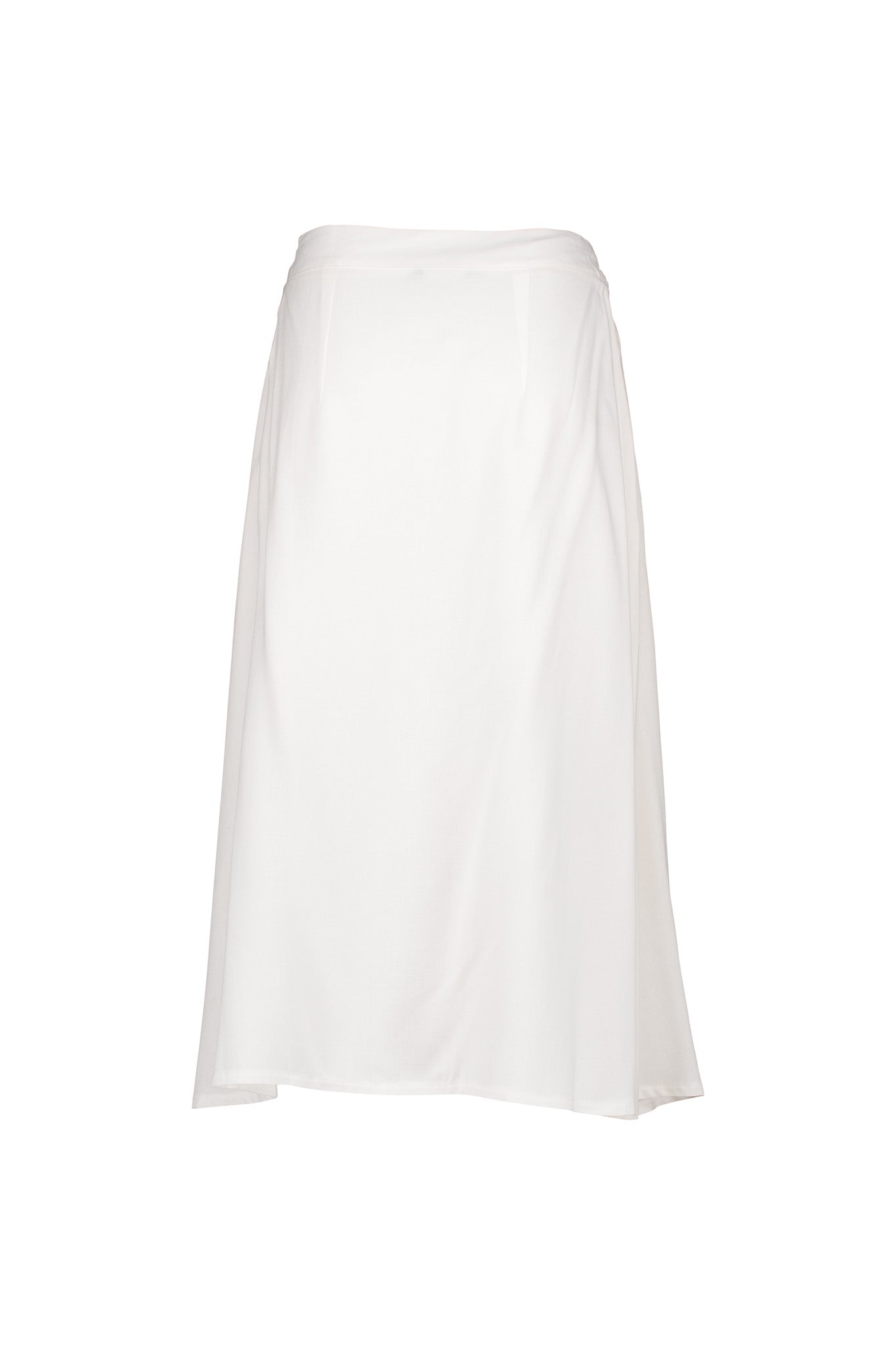 White Wrap Skirt, Bamboo Print, Asymmetrical Hemline